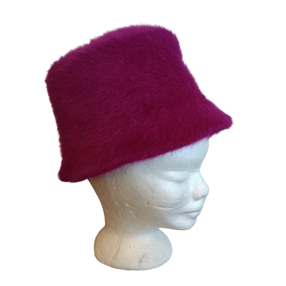 Nordstrom Cloche Passy Womens OS Magenta Pink Angora Blend Fuzzy Hat Made France